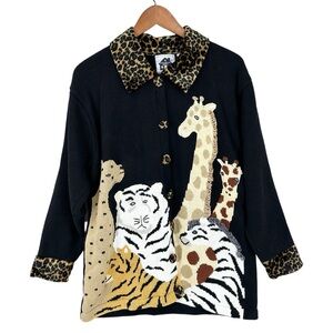 STORYBOOK KNITS Cardigan Sweater Giraffe Black Brown